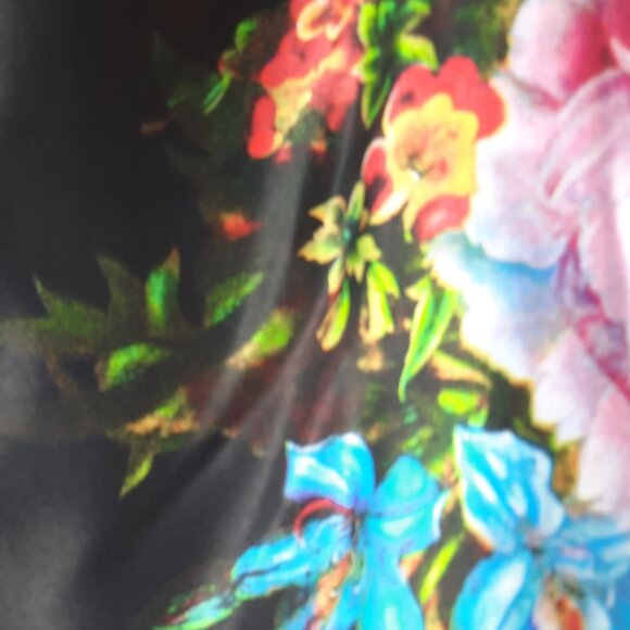 Size 10 Elegant Black Floral Summer Midi Evening Party Office Midi Skirt - Picture 4 of 9